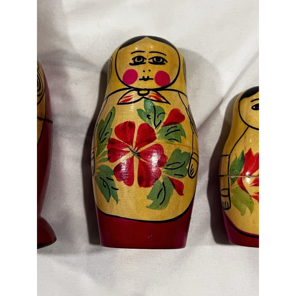 Vintage Russian Nesting Dolls Made In USSR Hand Painted Total Of 5 - Picture 3 of 8